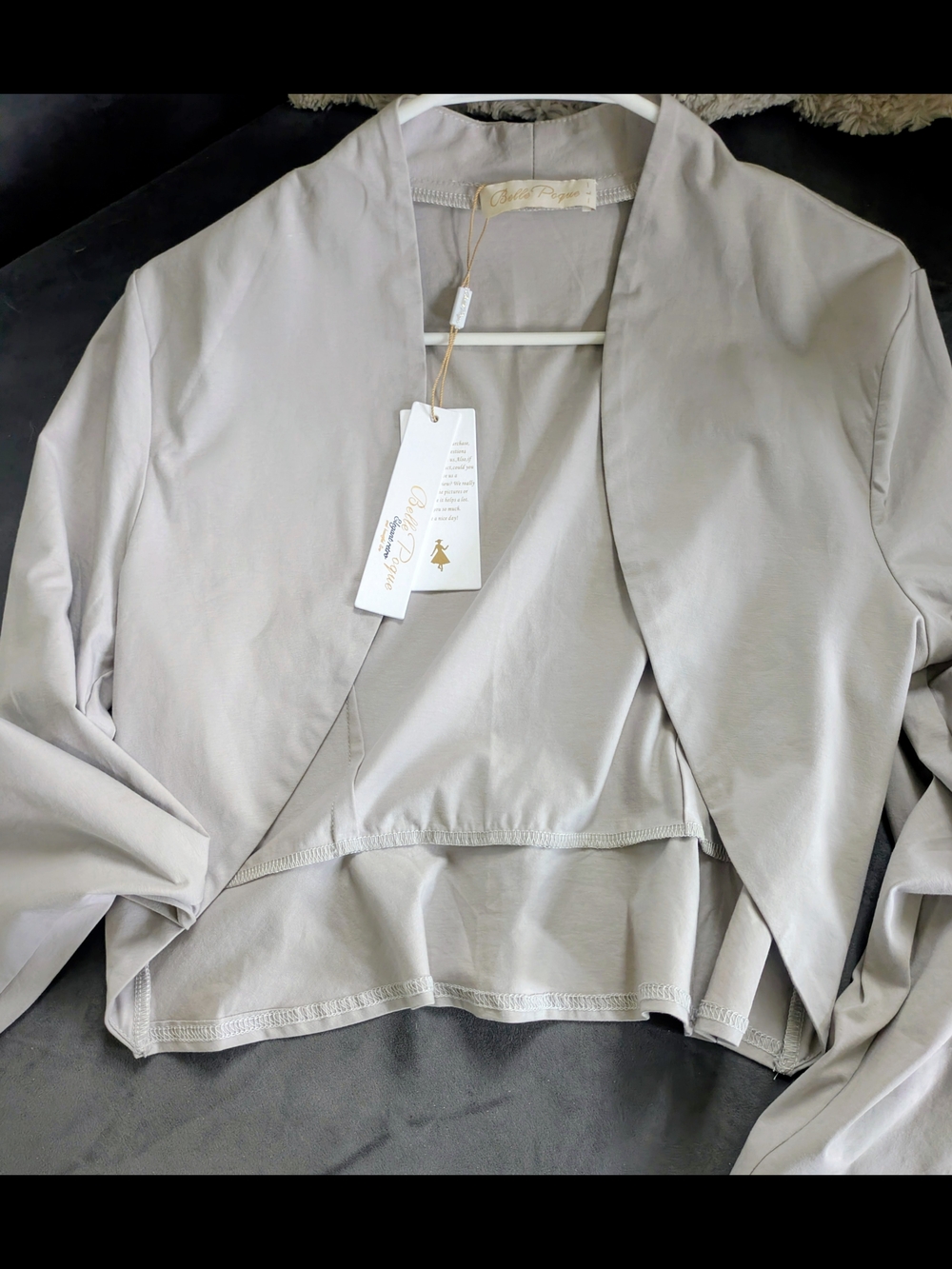 Chico's Petite Open-Front Taupe Bolero Jacket